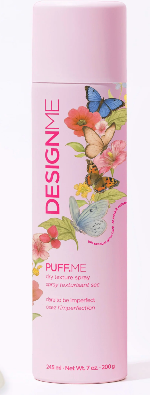 Design.Me Puff.Me dry texture spray in 245ml spray bottle, suitable for adding volume and texture to hair.