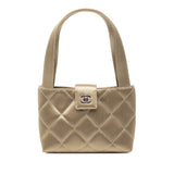CC Quilted Satin Handbag Gold - Lab Luxury Resale