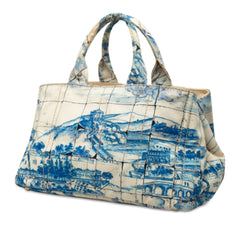 Large Canvas Canapa Azulejos Satchel Blue - Lab Luxury Resale