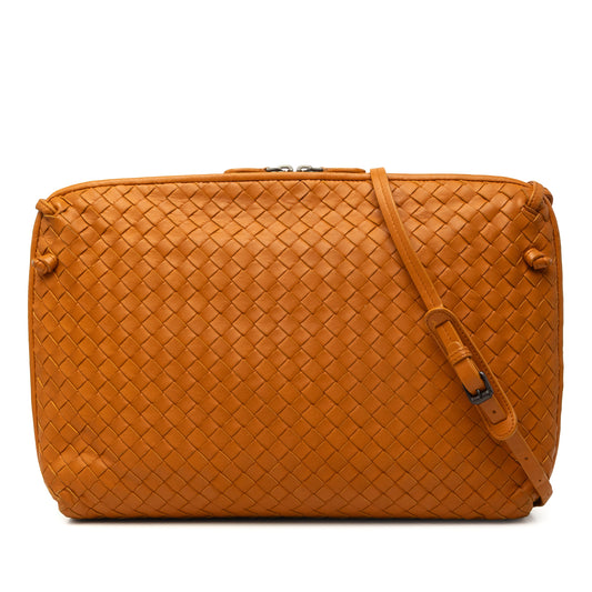 Large Nappa Intrecciato Nodini Crossbody Orange - Lab Luxury Resale