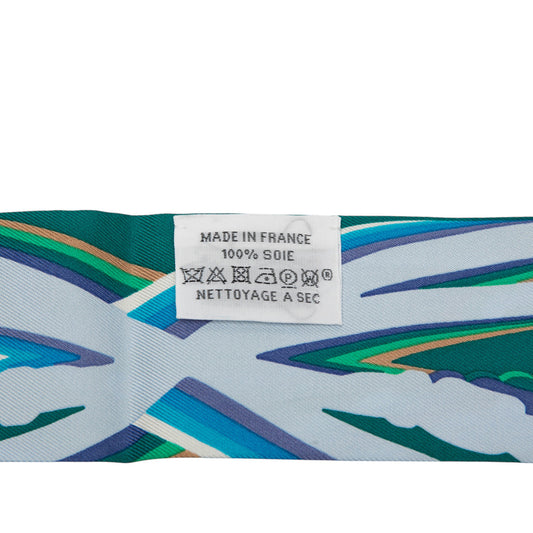 Brides De Gala Shadow Silk Twilly Scarf Blue - Lab Luxury Resale