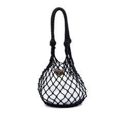 Mesh and Leather Bucket Bag Black - Lab Luxury Resale