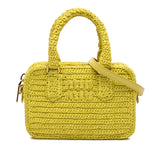 Raffia Crochet Arcadie Top Handle Bag Yellow - Lab Luxury Resale