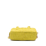 Raffia Crochet Arcadie Top Handle Bag Yellow - Lab Luxury Resale