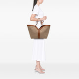 Saint Laurent Leather Trimmed Canvas Y Tote