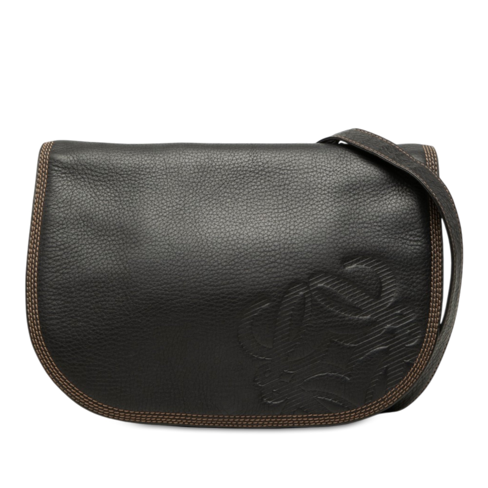 Leather Anagram Flap Crossbody Black - Lab Luxury Resale