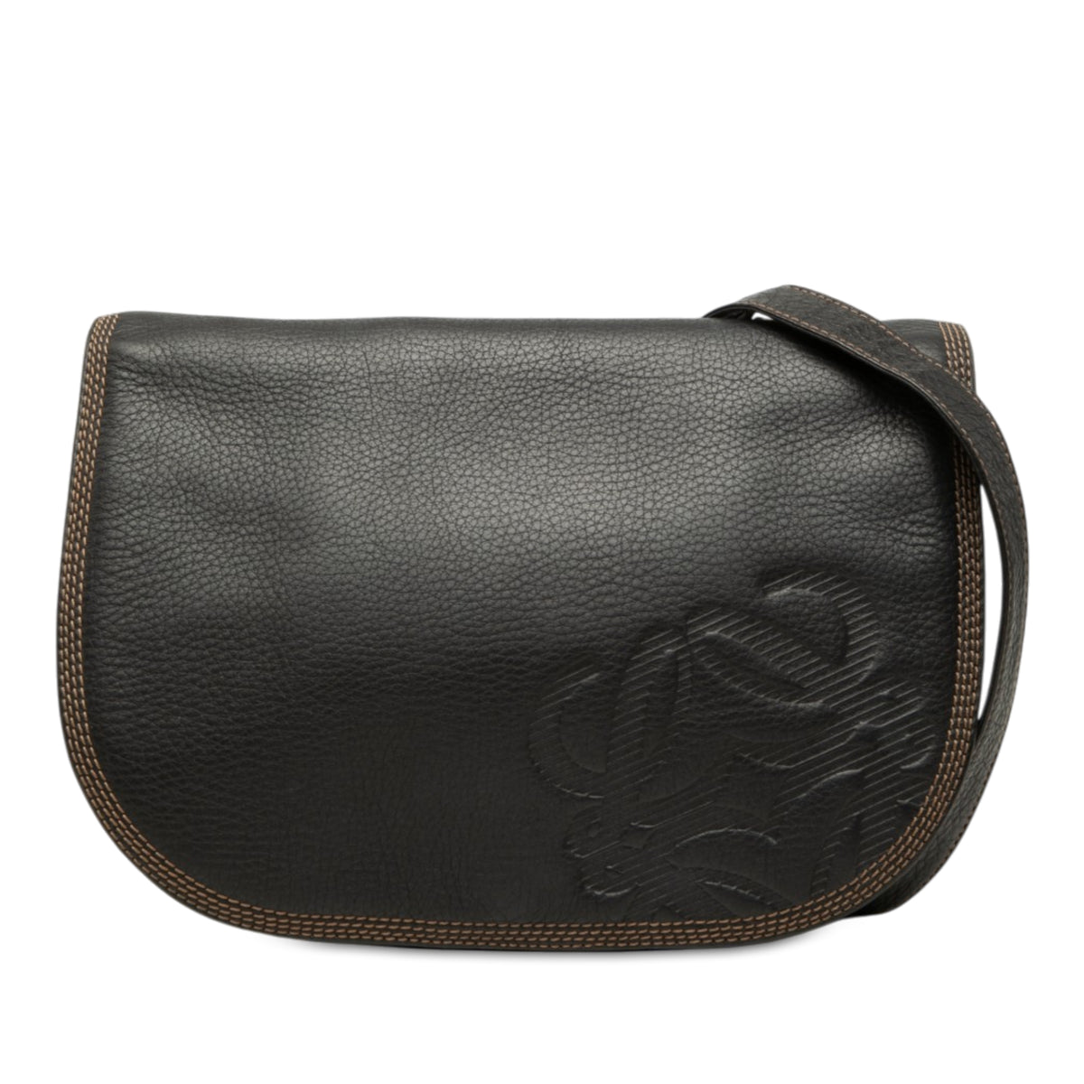 Leather Anagram Flap Crossbody Black - Lab Luxury Resale