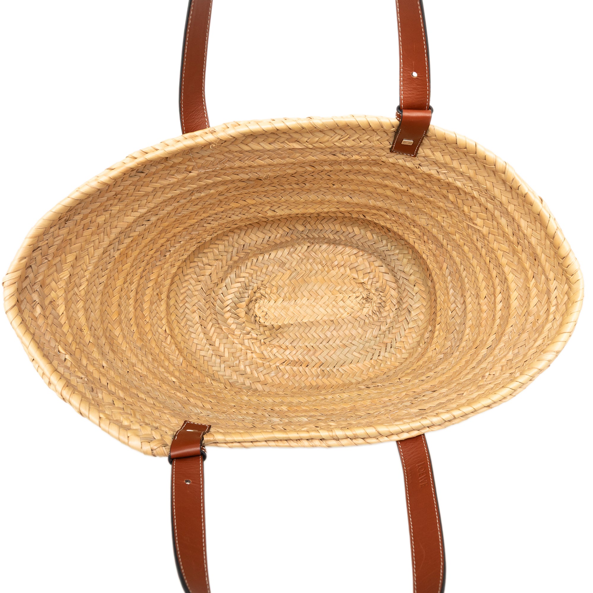 Large Floral Embroidered Raffia Basket Tote Beige - Lab Luxury Resale