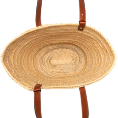 Large Floral Embroidered Raffia Basket Tote Beige - Lab Luxury Resale