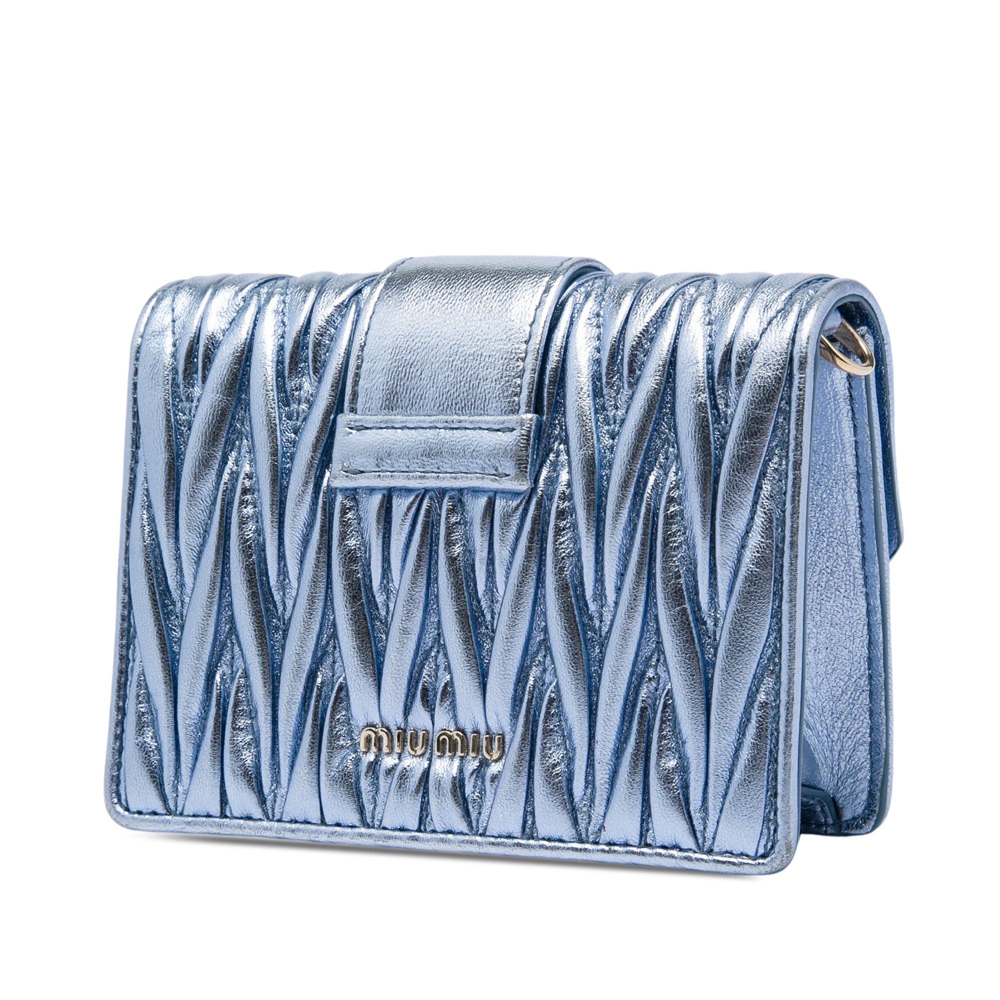 Mini Matelasse Metallic Nappa Crystal Embellished Crossbody Blue - Lab Luxury Resale