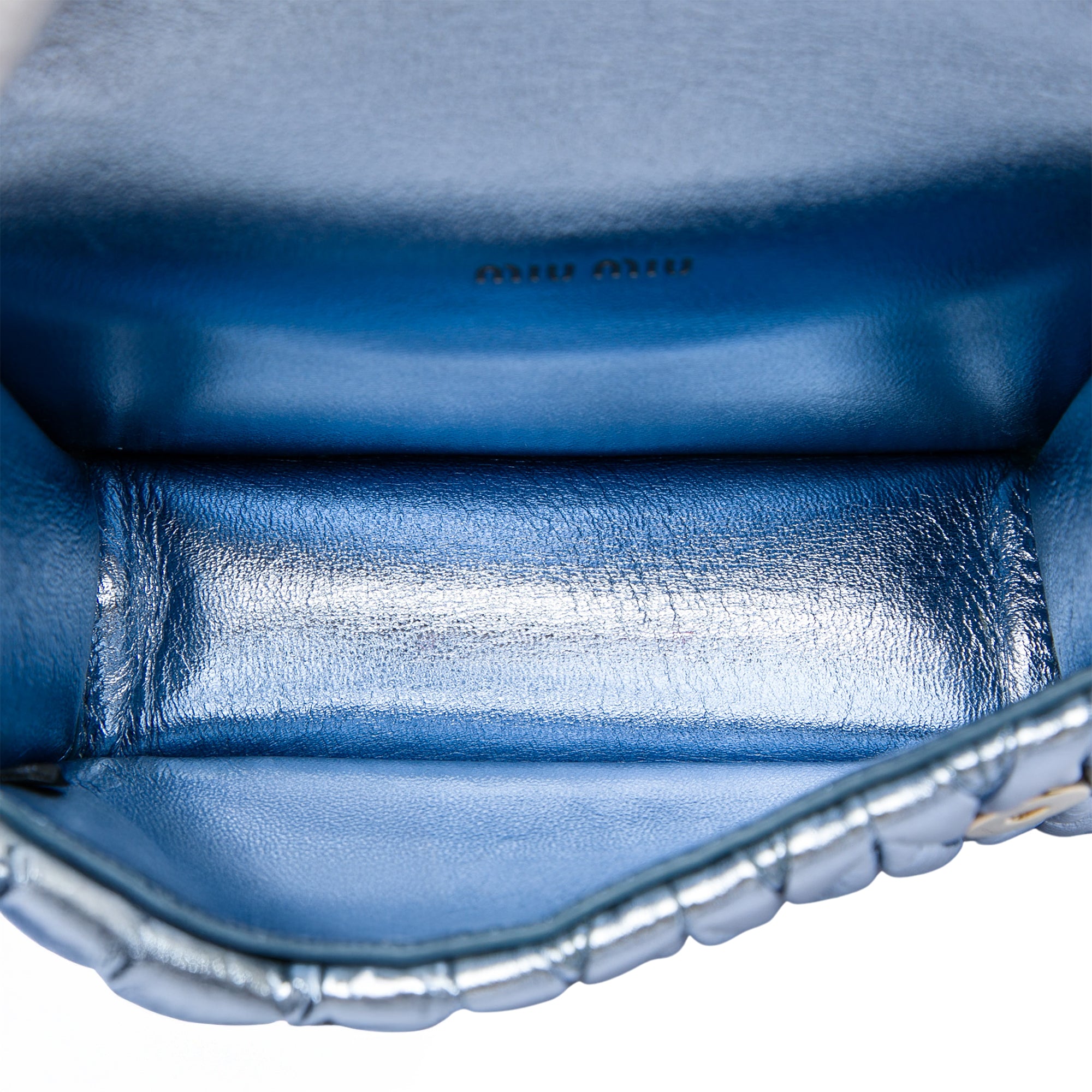 Mini Matelasse Metallic Nappa Crystal Embellished Crossbody Blue - Lab Luxury Resale