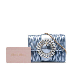 Mini Matelasse Metallic Nappa Crystal Embellished Crossbody Blue - Lab Luxury Resale