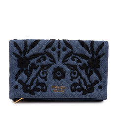 Embroidered Denim Impunto Clutch Blue - Lab Luxury Resale