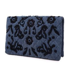 Embroidered Denim Impunto Clutch Blue - Lab Luxury Resale