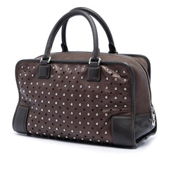 Bicolor Leather Studded Perforated Amazona 36 Brown - Lab Luxury Resale