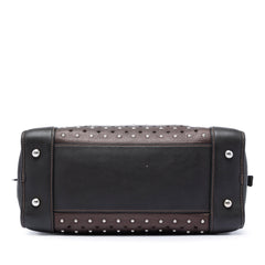 Bicolor Leather Studded Perforated Amazona 36 Brown - Lab Luxury Resale