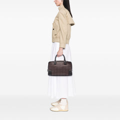 Bicolor Leather Studded Perforated Amazona 36 Brown - Lab Luxury Resale