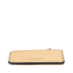 Metallic Leather Skull Charm Zip Card Holder Gold - Lab Luxury Resale