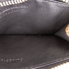 Metallic Leather Skull Charm Zip Card Holder Gold - Lab Luxury Resale