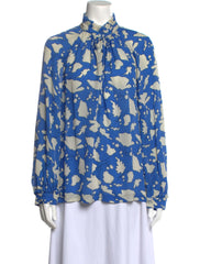 Raquel Allegra Blue & White Silk Blouse