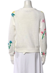 White + Warren Floral Cotton Sweater Size Small
