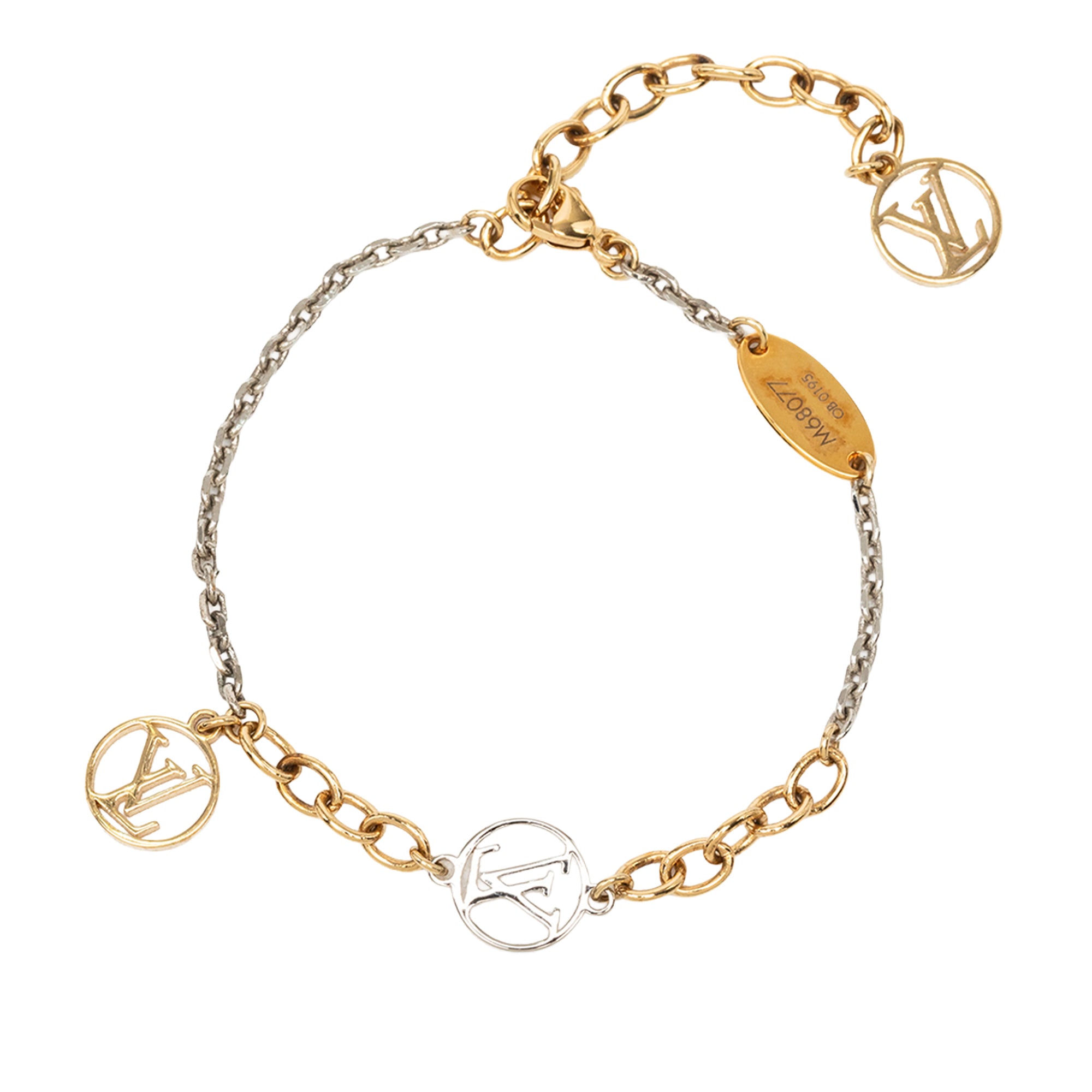 Gold Plated and Brass Logomania Bracelet Gold - Lab Luxury Resale
