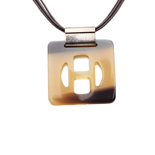Buffalo Horn Square Pendant Necklace Brown - Lab Luxury Resale