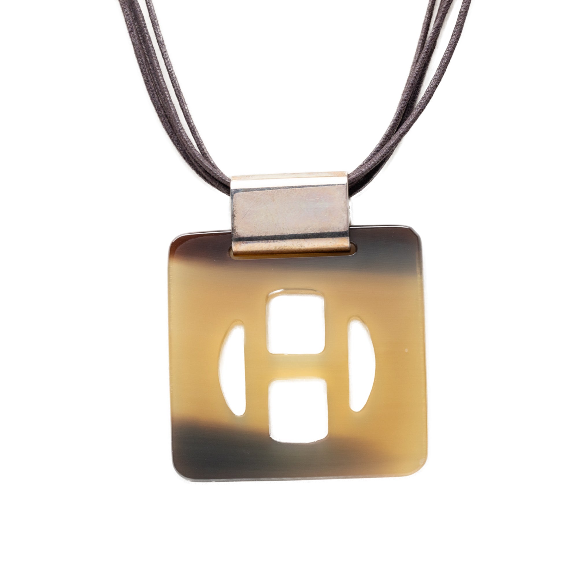 Buffalo Horn Square Pendant Necklace Brown - Lab Luxury Resale
