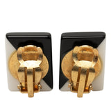 CC Bicolor Acrylic Rectangular Clip On Earrings Black - Lab Luxury Resale