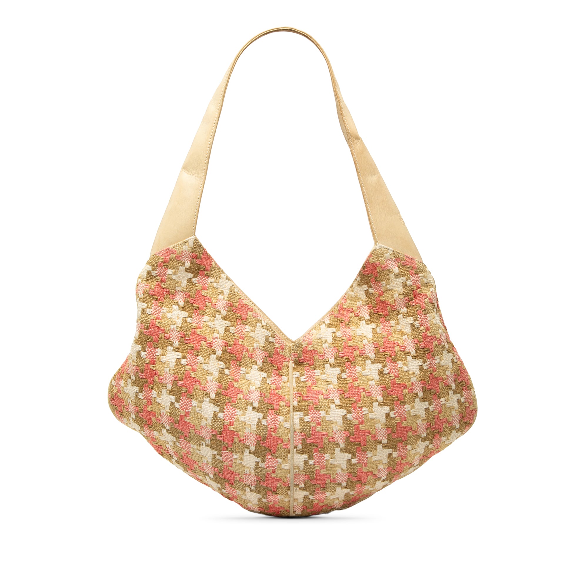 Tweed Houndstooth Hobo Beige - Lab Luxury Resale