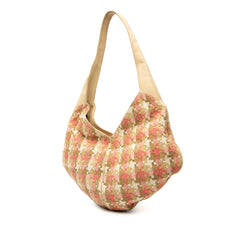 Tweed Houndstooth Hobo Beige - Lab Luxury Resale