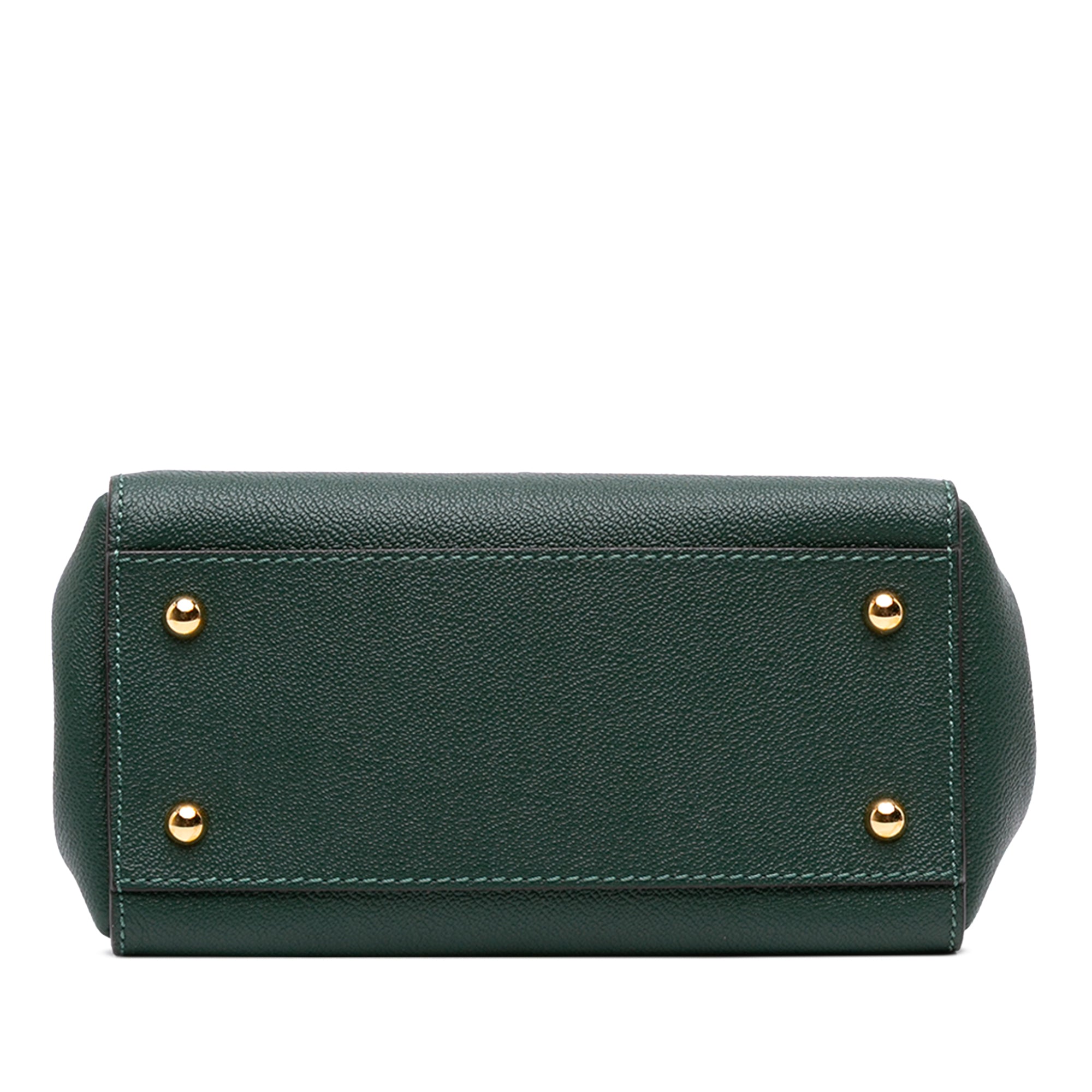 Small Grained Calfskin Buckle Tote Green - Lab Luxury Resale