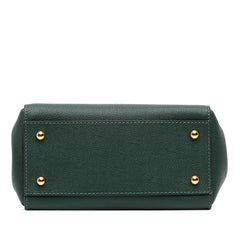 Small Grained Calfskin Buckle Tote Green - Lab Luxury Resale