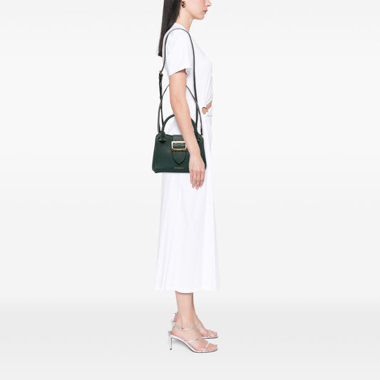 Small Grained Calfskin Buckle Tote Green - Lab Luxury Resale