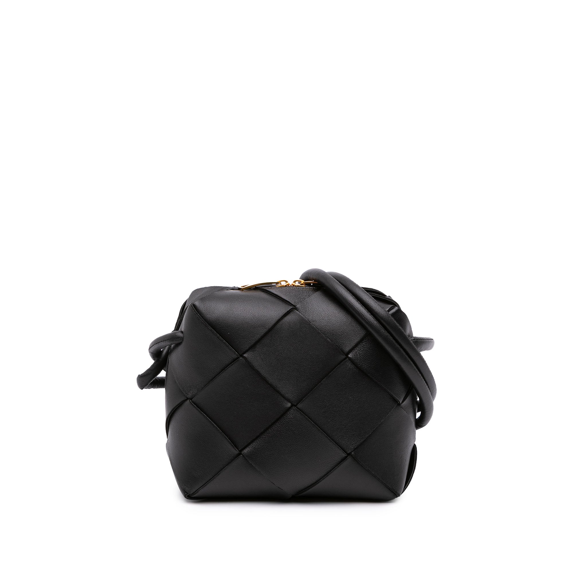 Mini Lambskin Intreccio Cassette Camera Bag Black - Lab Luxury Resale
