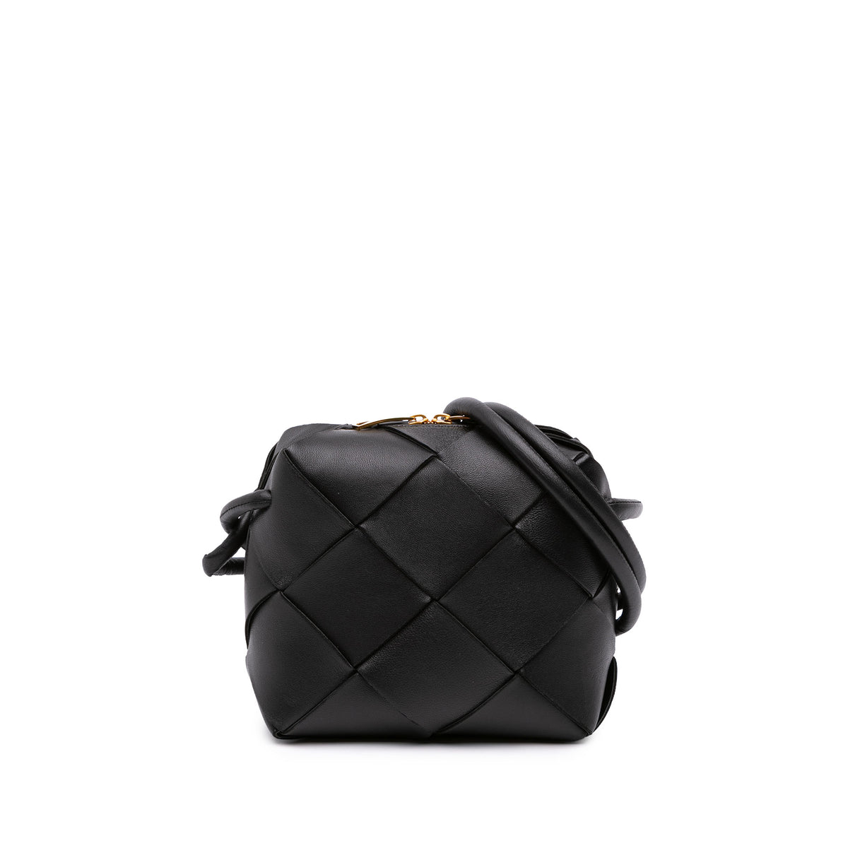 Mini Lambskin Intreccio Cassette Camera Bag Black - Lab Luxury Resale