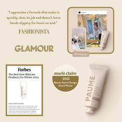 PAUME Probiotic Hand Balm in a sleek container, showcasing smooth, moisturized hands with healthy skin, highlighting beauty skincare.