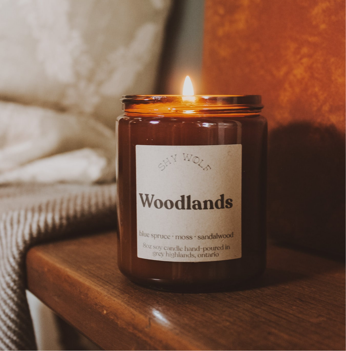 Shy Wolf Candles Woodlands Autumn Candle with forest-inspired design, perfect for fall home decor and cozy ambiance
