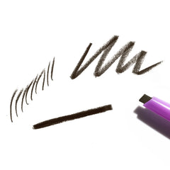 Kosas Brow Pop dual-action eyebrow pencil in black shade with a spoolie brush for filling and shaping brows.