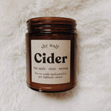 Shy Wolf Candles apple cider soy candle with fall-themed design, perfect for home decor and cozy autumn ambiance.