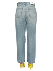 Re/Done 90s high-rise ankle crop jeans in size 28, showing fitted denim with a vintage wash and cropped ankle length.