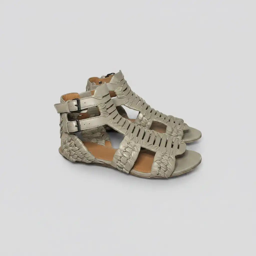 Givenchy taupe leather cage gladiator sandals size 35 with strappy design and open toe for stylish summer footwear.