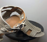 Givenchy taupe leather cage gladiator sandals, size 35, with strappy design and open toe for stylish summer footwear.