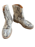 Maison Martin Margiela snakeskin ankle boots in size 35.5, featuring a sleek design and textured snakeskin pattern.