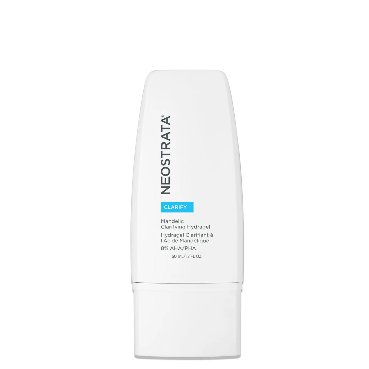 Neostrata Clarify Mandelic Clarifying Hydragel in 50ml container, featuring clear gel texture on white background.