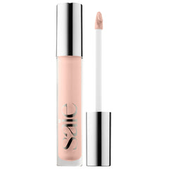 Saie Hydrabeam hydrating and concealing under-eye brightener in a shade, with a sleek beauty product packaging and applicator.