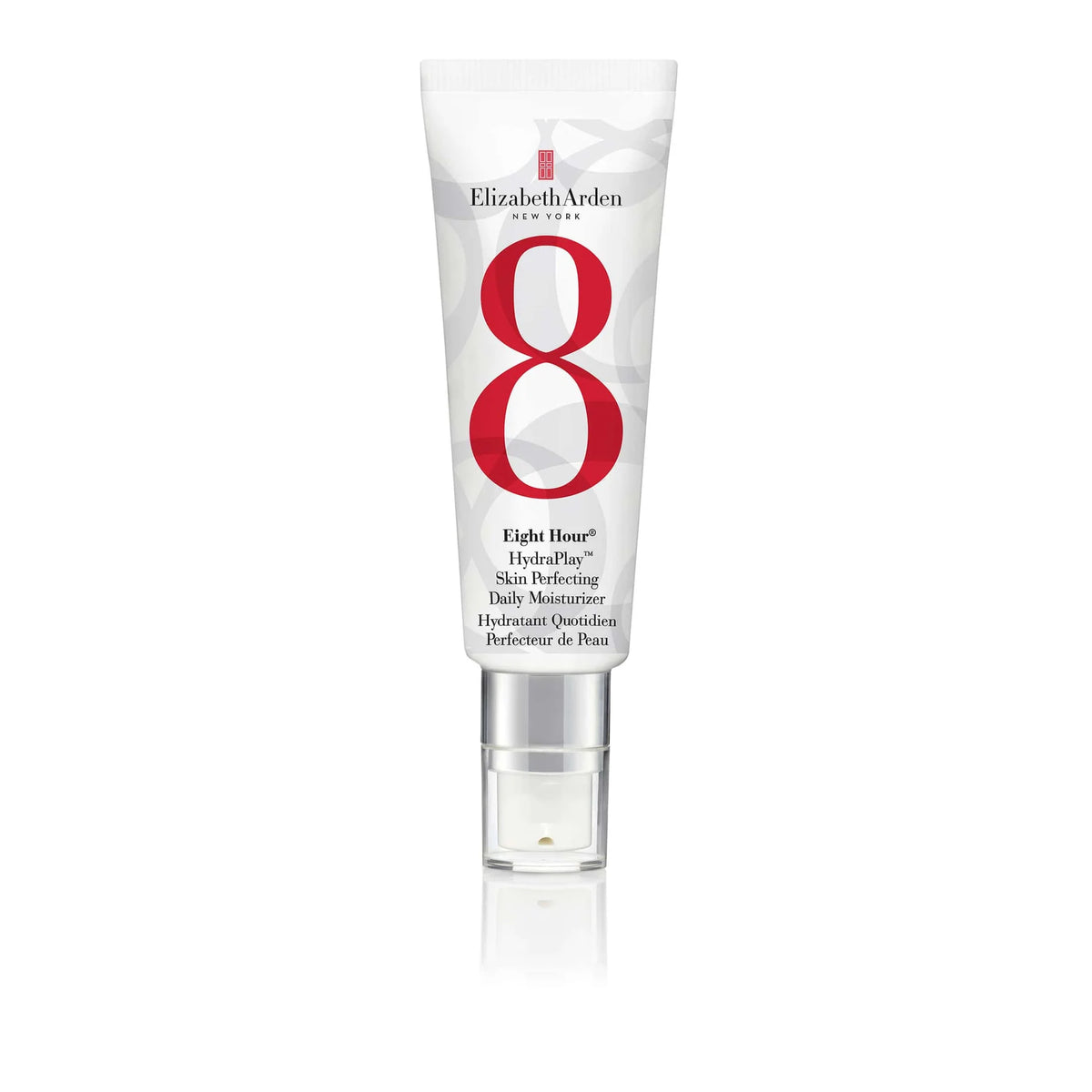Elizabeth Arden Eight Hour HydraPlay Daily Moisturizer in 45ml jar, smooth, hydrating skin perfecting cream with a clean, natural finish
