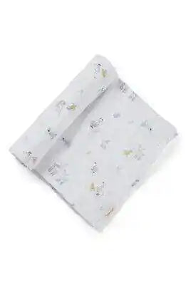 Pehr Springtime Friends baby swaddle blanket, 46x46 inches, featuring playful spring-themed design for newborns and infants.