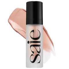 Saie Glowy Super Gel in Rose Glow shade, a radiant beauty highlighter with a dewy finish and natural glow effect.