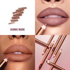 Charlotte Tilbury Lip Cheat in Iconic Nude, close-up of the nude lip liner pencil with its sleek packaging.